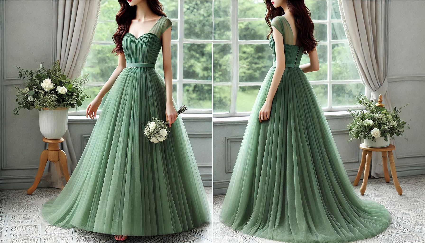 green wedding guest dress